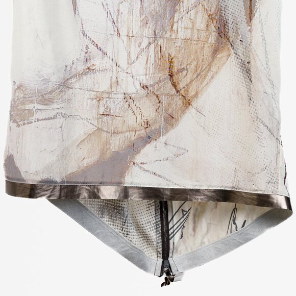 Annette Gortz SS/15 Moss Grey and Brown Abstract Print Batwing Silk Tunic - Picture 8 of 12